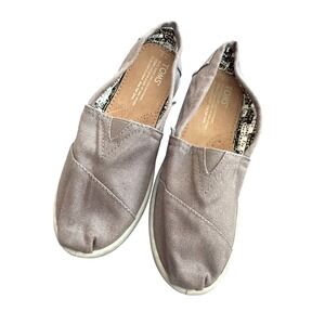 Toms Kids Classic Alpargata Grey Canvas Slip On Shoes Youth Size 2 341214